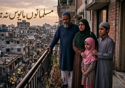 قرآن مجید کے ساتھ دعا کرتے ہوئے مسلمان، صبر اور اللہ پر بھروسے کی علامت